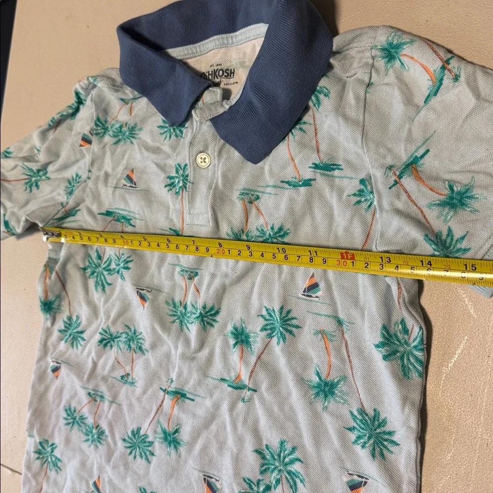 OshKosh B'gosh Green and Cream Polo Shirt size 8 #121/13tt